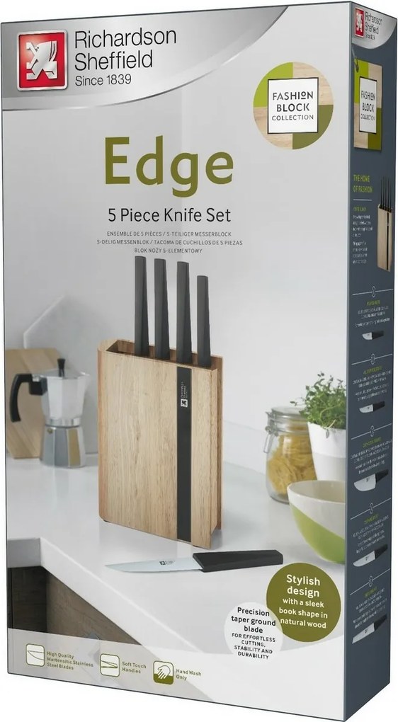 Amefa 5-częściowy zestaw noży kuchennych w bloku  EDGE