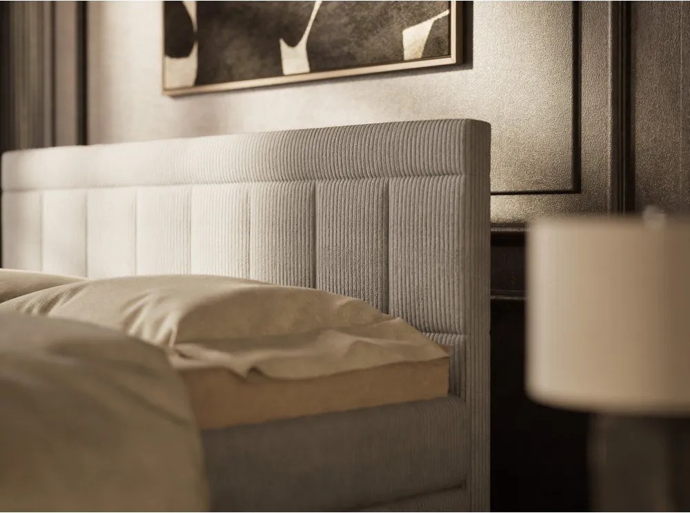 Szare łóżko kontynentalne ze schowkiem 180x200 cm Caya – Maison de Rêve