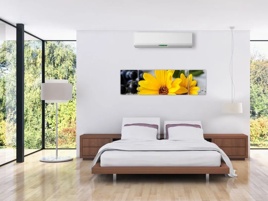 Obraz żółtych kwiatów (170x50 cm)