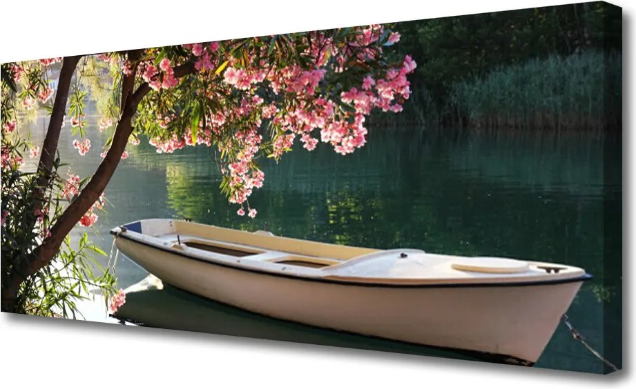 Obraz na płótnie Łódka pod Rozłożystym Drzewem