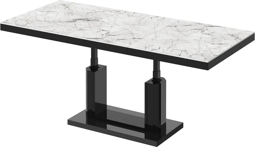 Rozkładany ławostół z marmurowym blatem Quadro Lux marmur/czarny