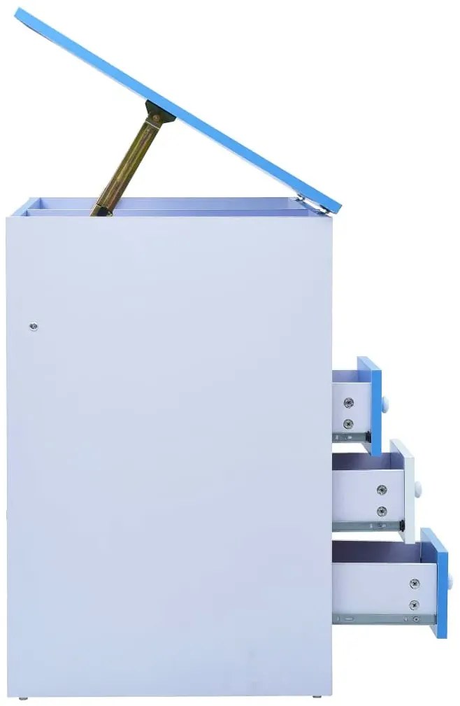 Niebiesko-białe biurko z uchylnym blatem do rysowania dziecięce K7-E65