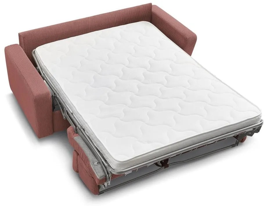 Różowa sztruksowa rozkładana sofa 215 cm Monaco – Bobochic Paris
