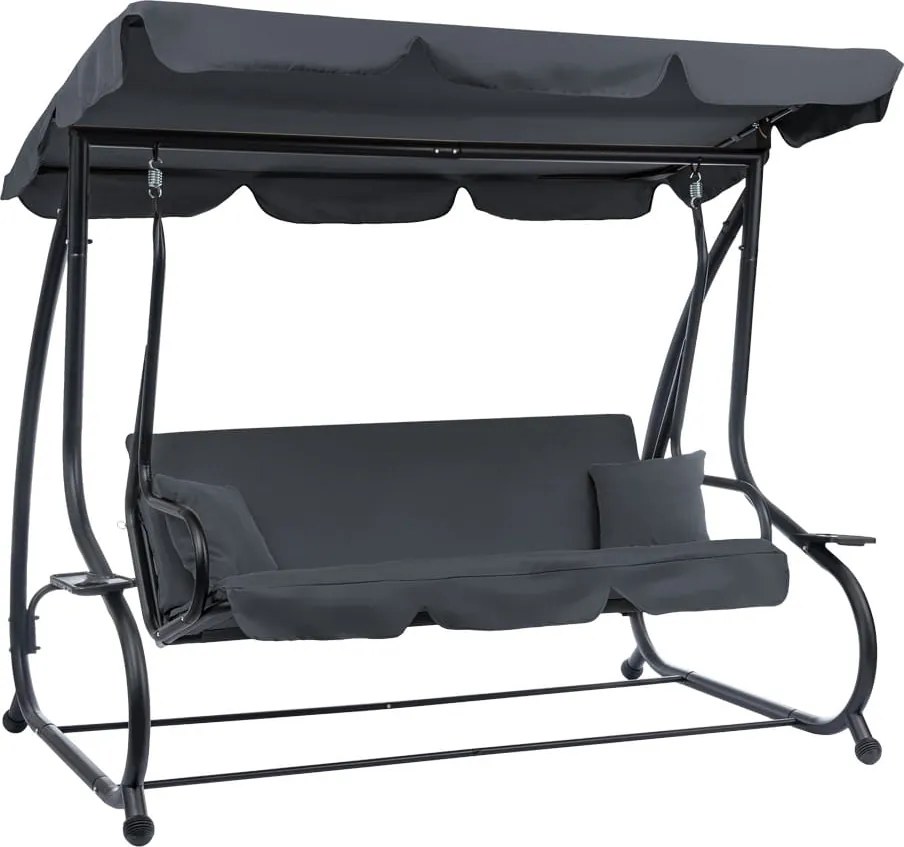 HUŚTAWKA OGRODOWA Z DASZKIEM TRZYOSOBOWA PEGI ANTRACYT