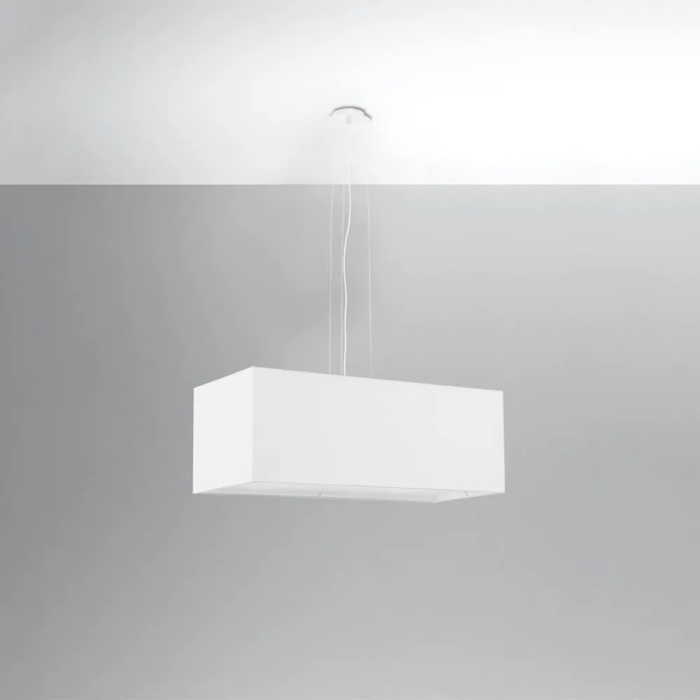 Biała lampa wisząca z tekstylno-szklanym kloszem Gryfin Bis – Nice Lamps