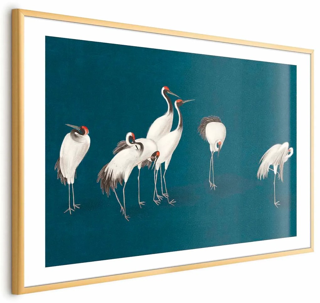 Plakat Wieczór nad stawem 60x40 cm z ramą złotą z marginesem ARTGEIST B
