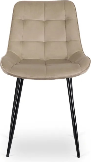 Zestaw Stół Rozkładany SKUBI 120-160 cm Dąb Craft/Czarny i 4 Krzesła Tapicerowane CHRIS Beżowe Nowoczesne