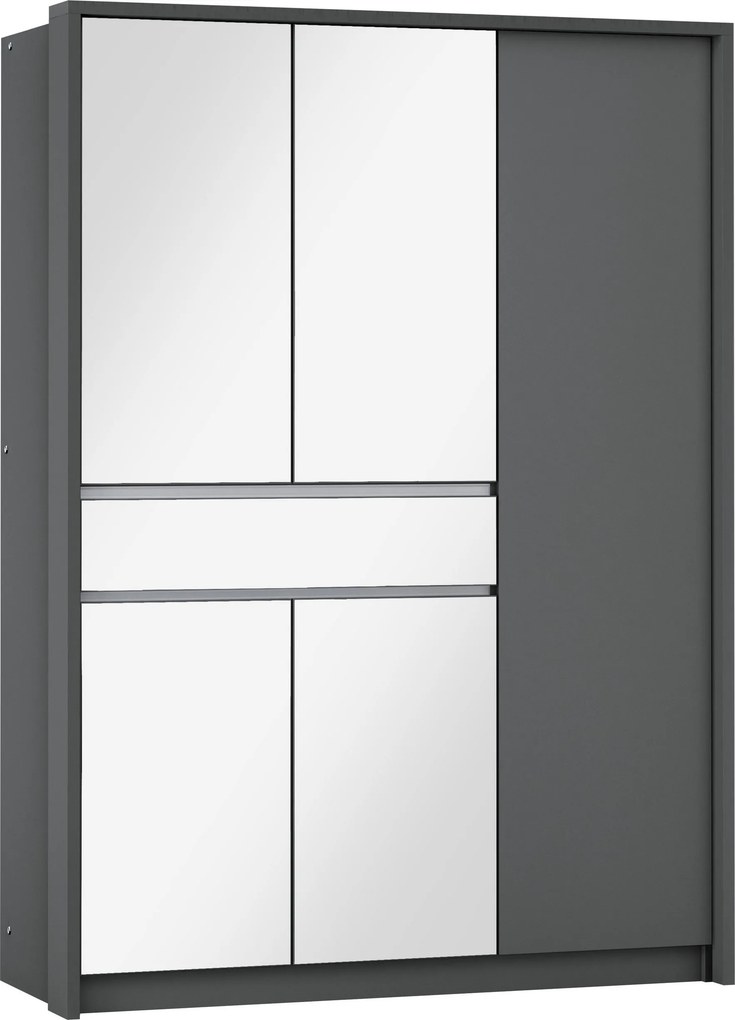 Szafa Przesuwna RUMBLE 151 cm z Lustrem Szafa Dwudrzwiowa Grafit