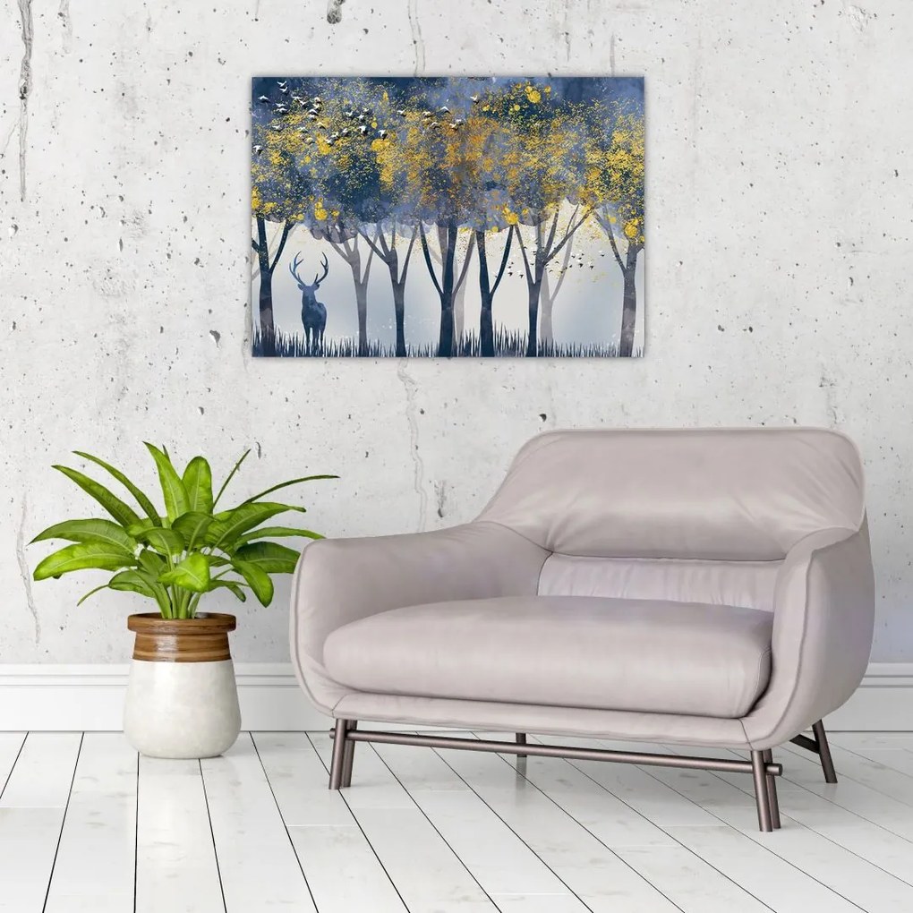 Obraz jelenia w lesie (70x50 cm)