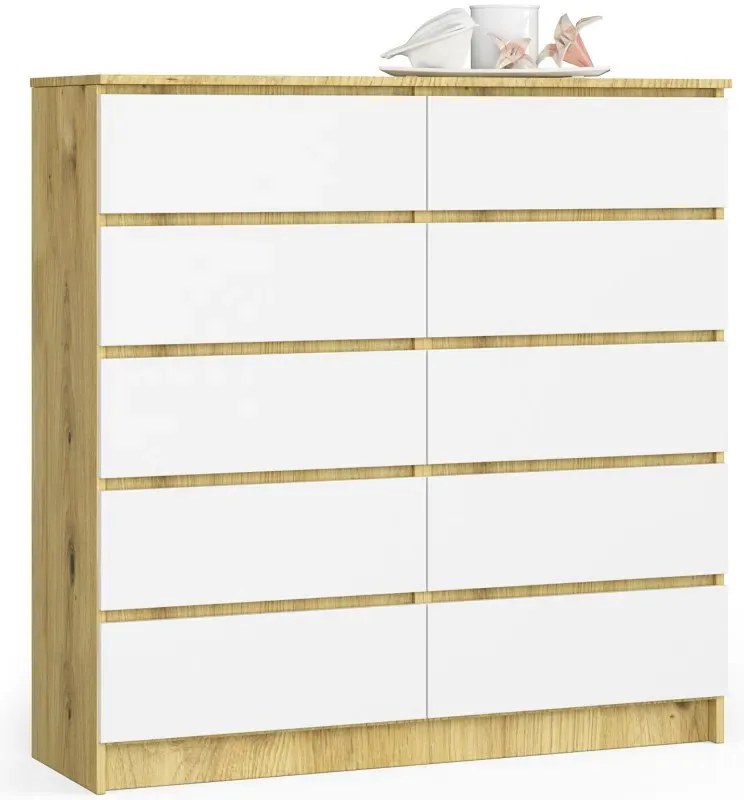 Komoda z szufladami do pokoju dziecięcego dąb artisan + biały - Awoni 3X