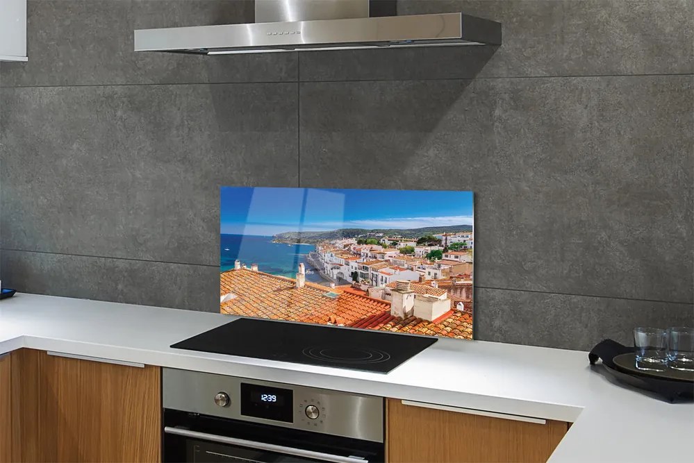 Panel szklany do Kuchni Miasto Pomiędzy Morzem a Górami