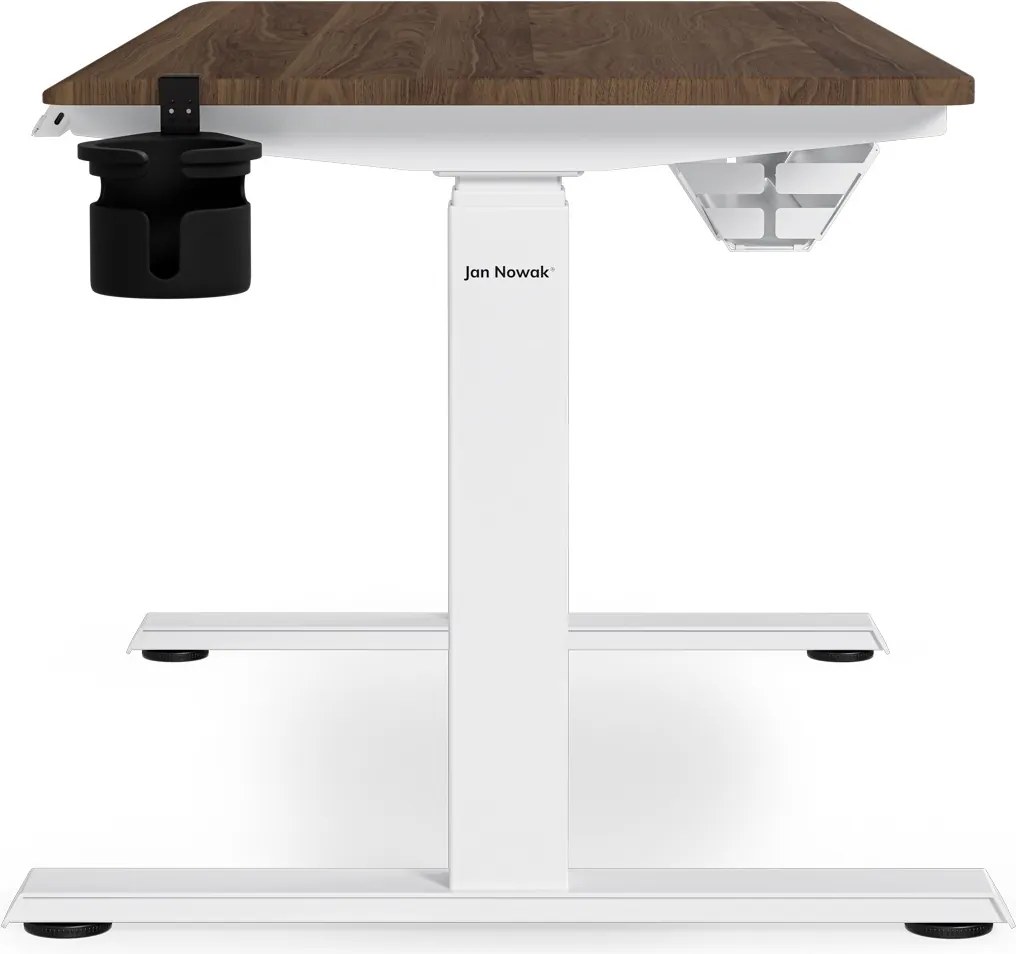 Biurko elektryczne z regulacją wysokości ergonomiczne białe/orzech,1200x600 mm: ARIA