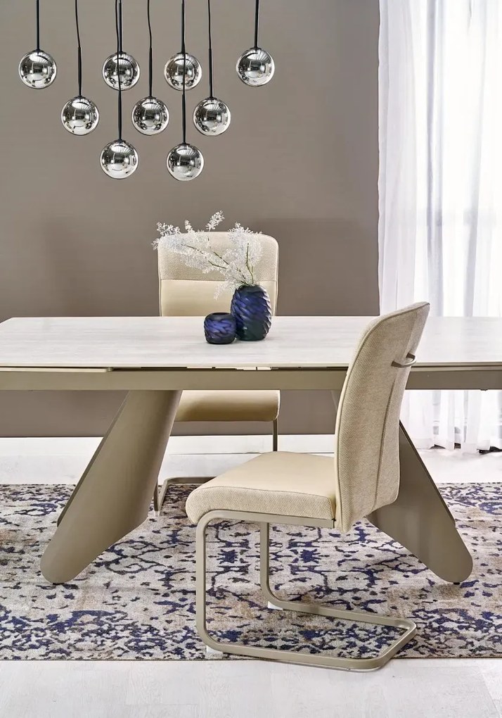 Stół rozkładany SALIX 180(260)x90 trawertyn/kaszmirowy HALMAR
