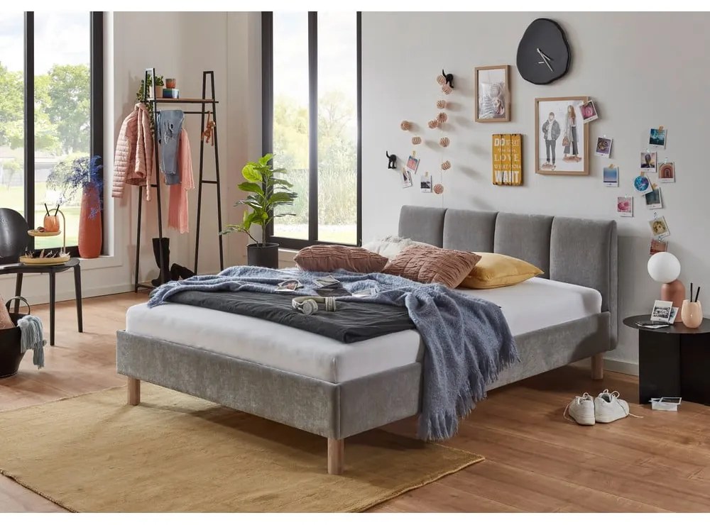 Szare tapicerowane łóżko jednoosobowe bez stelaża 120x200 cm Joker – Meise Möbel