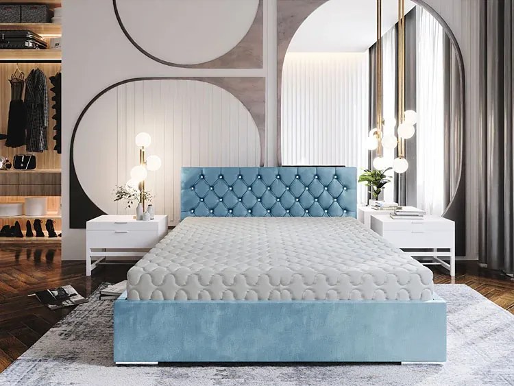 Niebieskie łóżko w stylu glamour 6 rozmiarów S2-L89