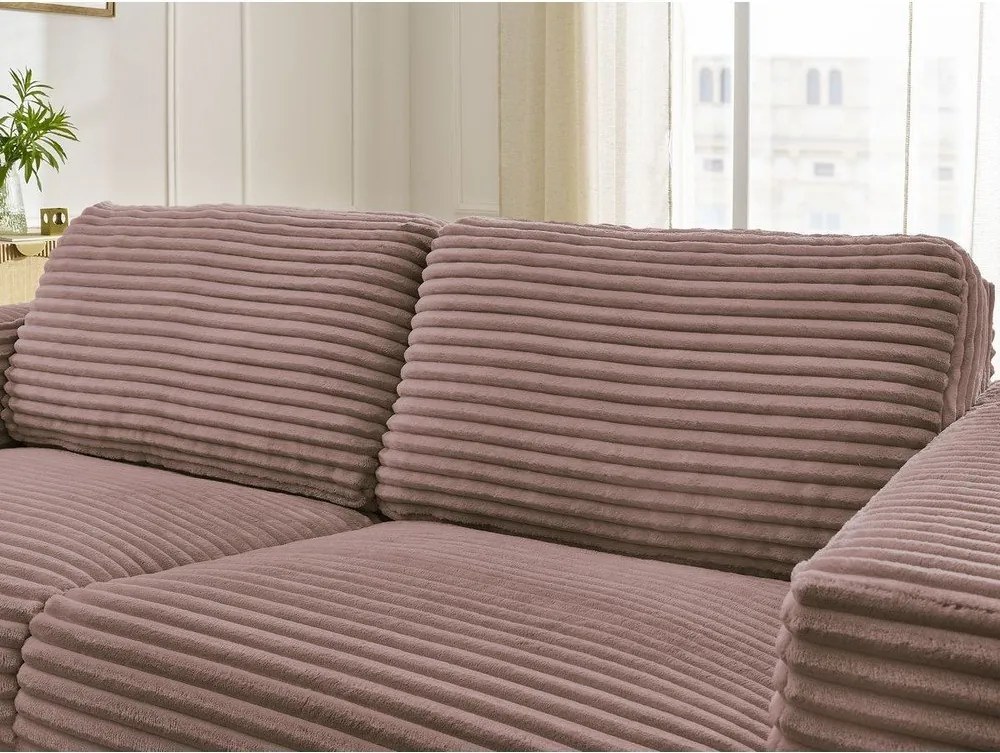 Różowa sztruksowa rozkładana sofa do spania 220 cm Hugo – Bobochic Paris
