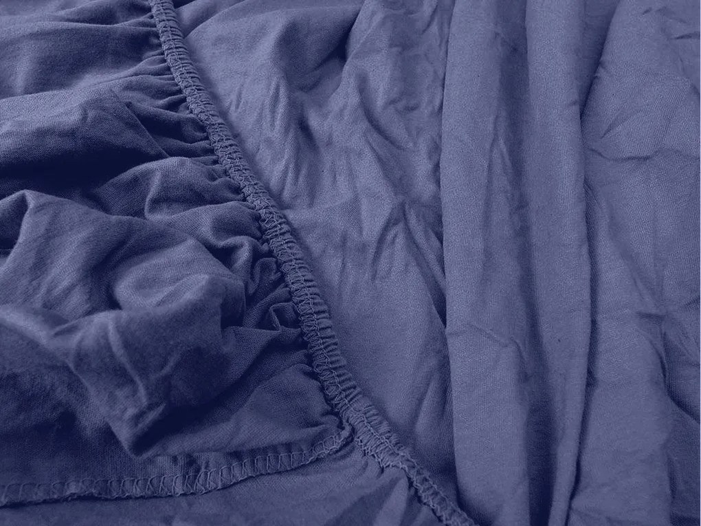 PrzytulneMieszkanie.pl Prześcieradło z jerseyu granatowe 90 x 200 cm