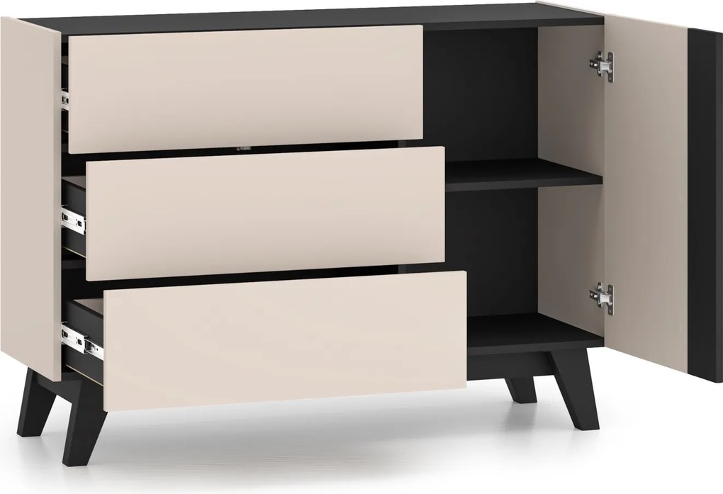 Komoda 120 cm Freshion 04, kaszmir / czarny