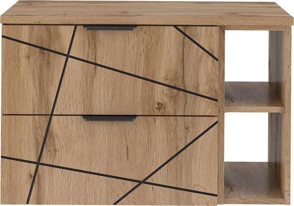 Szafka łazienkowa z regałem Wood 02, dąb wotan - zestaw 4