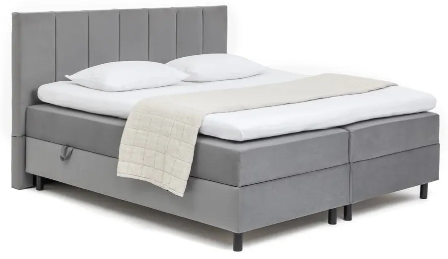 Szare łóżko kontynentalne ze schowkiem 180x200 cm Elva Bold Line – Bonami Selection