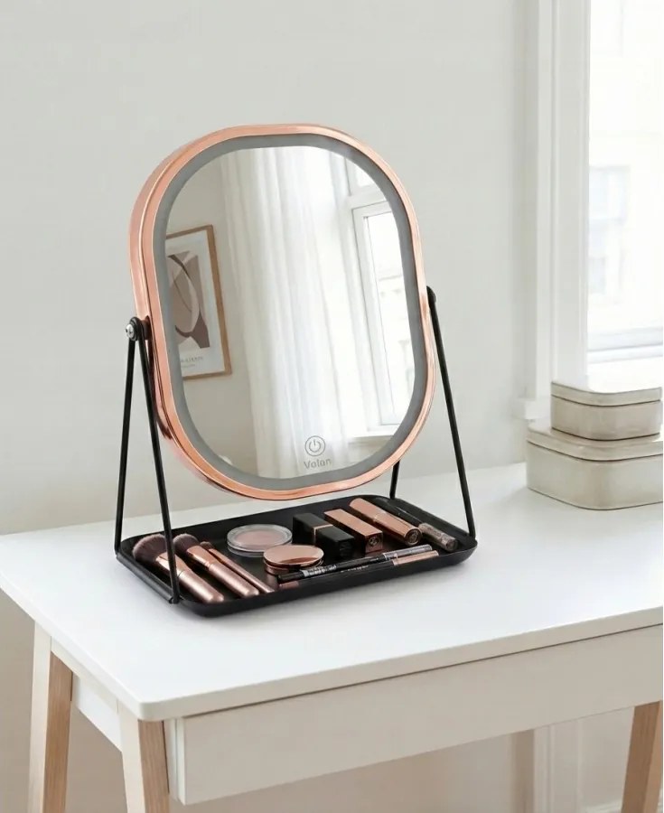 Lusterko Do Makijażu PREMIUM METALOWE Kosmetyczne PODŚWIETLANE LED | VOLAN
