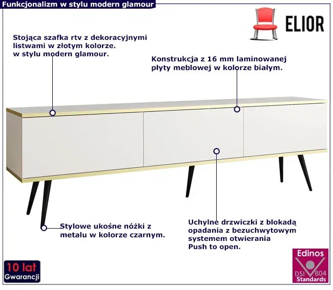 Stojąca długa szafka na TV biały + czarny - Ormond 9X