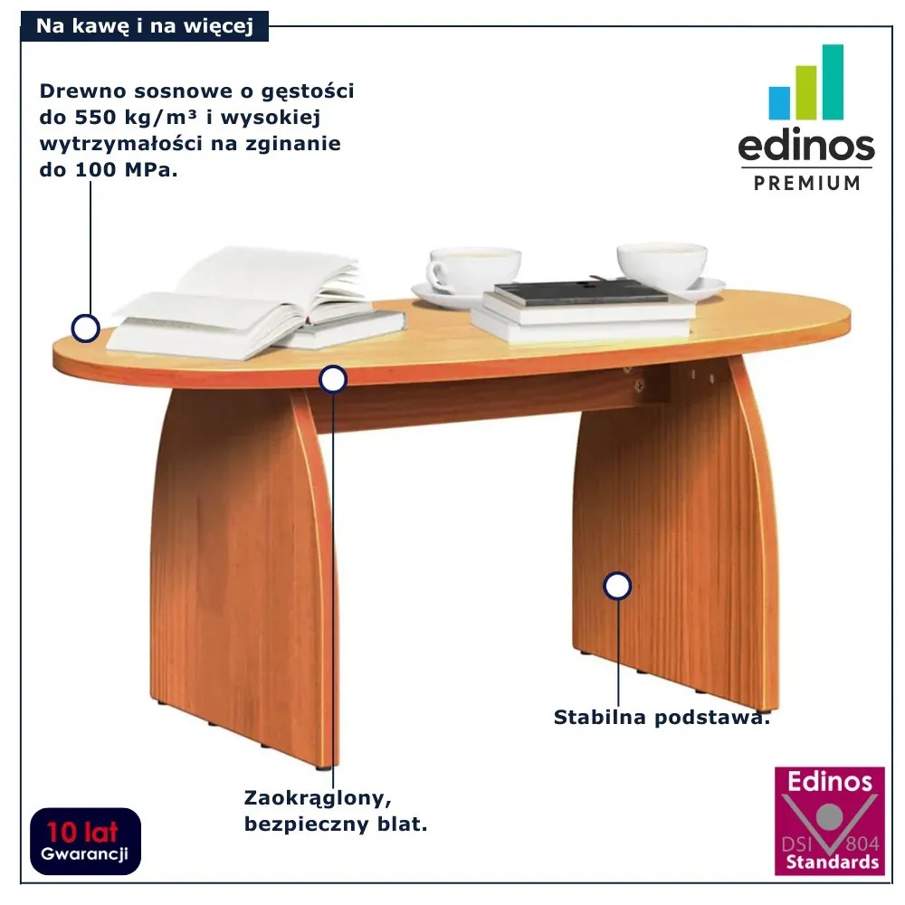 Skandynawski owalny stolik kawowy woskowy brąz W3-S17