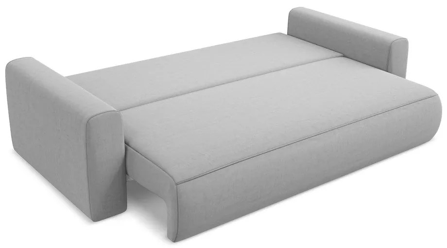 Jasnoszara aksamitna rozkładana/ze schowkiem sofa 238 cm Kapua – Makamii
