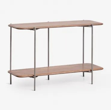 Konsola Do Przedpokoju 120x40 Cm Z Drewna Mango I Stali Nierdzewnej Vimara Ciemny Drewniany Uchwyt - Sklum