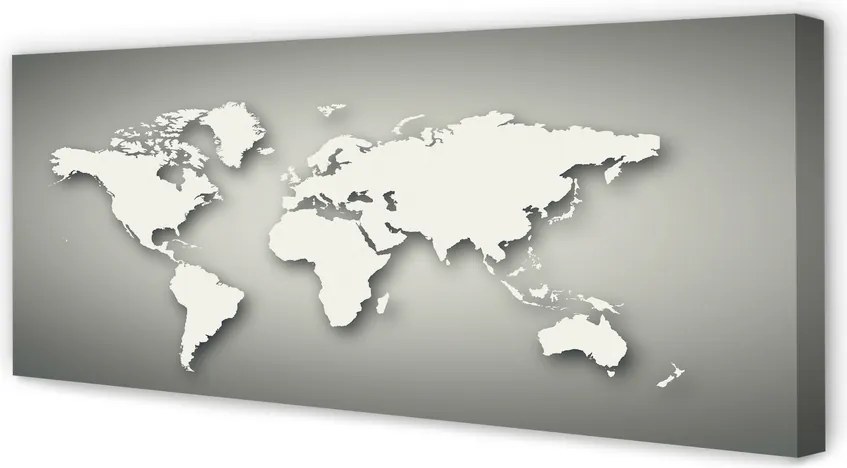 Obraz na płótnie Biała Mapa na Szarym Tle