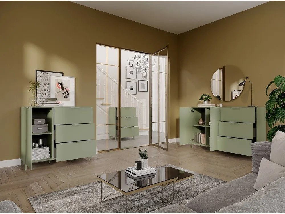 Zielona komoda z matowym wykończeniem 151x98x40 cm Savoca – Germania