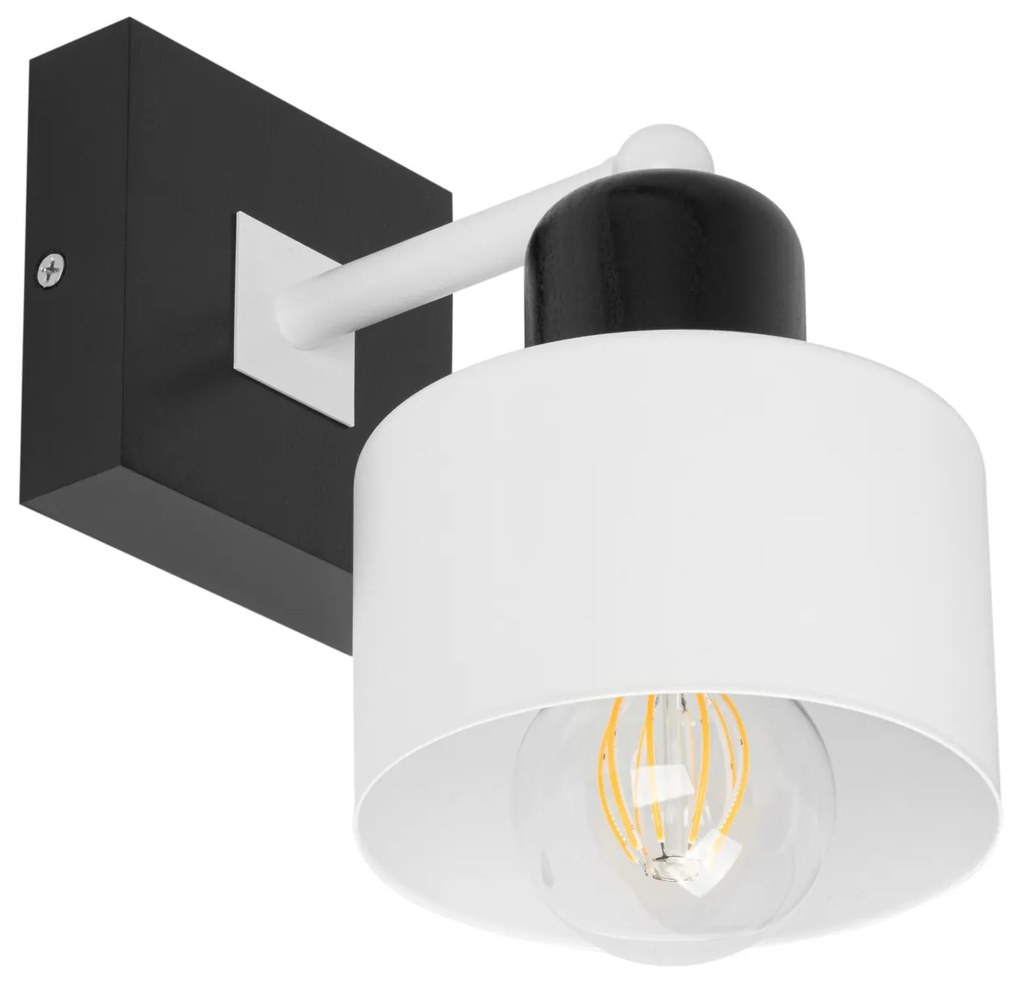 Biało-czarny kinkiet LED WD-WE10x10SC jednopunktowy z litego drewna