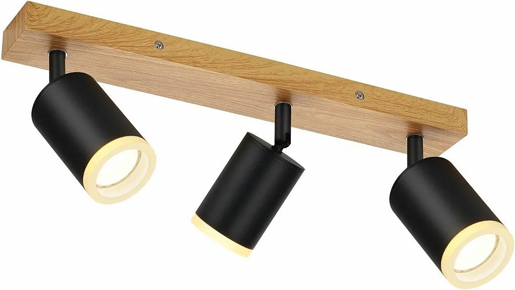 NETTLIFE Reflektor sufitowy czarny reflektor sufitowy GU10 drewniany reflektor ścienny obrotowy 350°