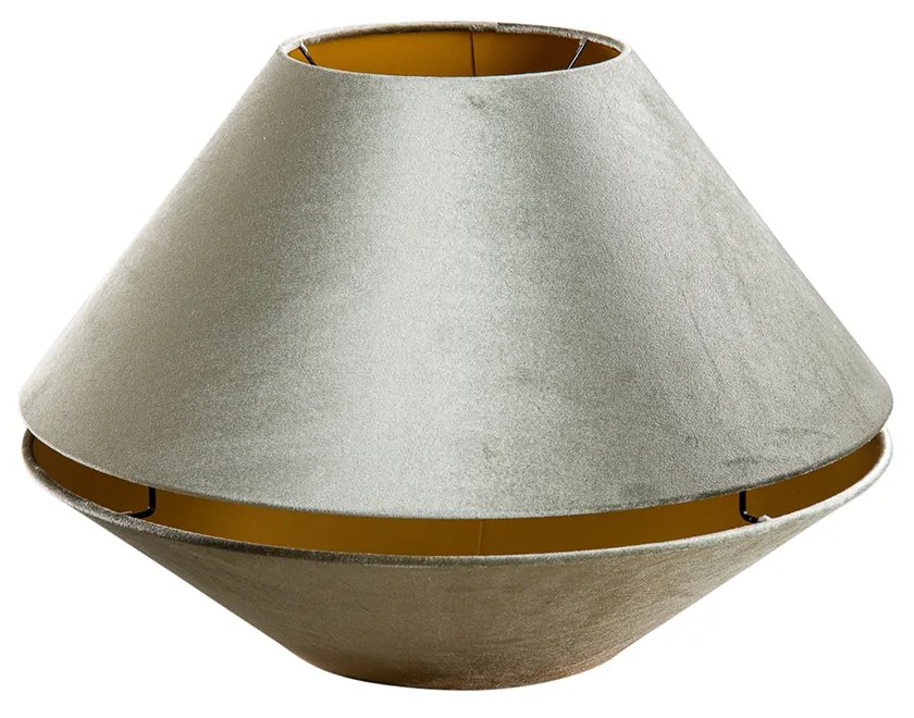 Podwójny abażur welurowy, zielony ze złotym wnętrzem