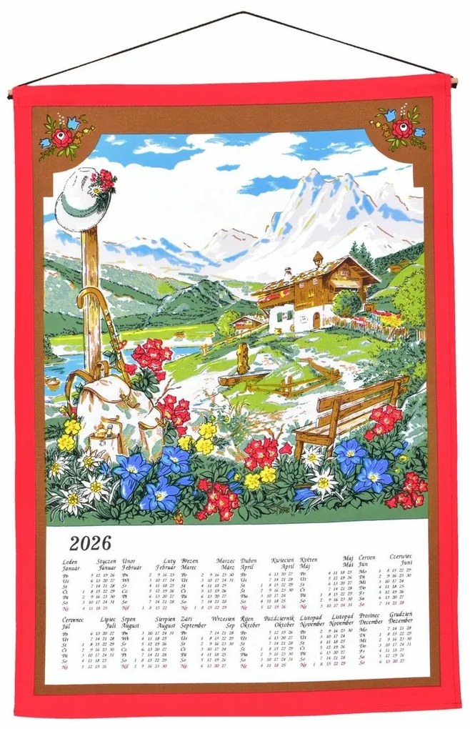 Kalendarz tekstylny z kijem Horal 2026, 45 x 65 cm