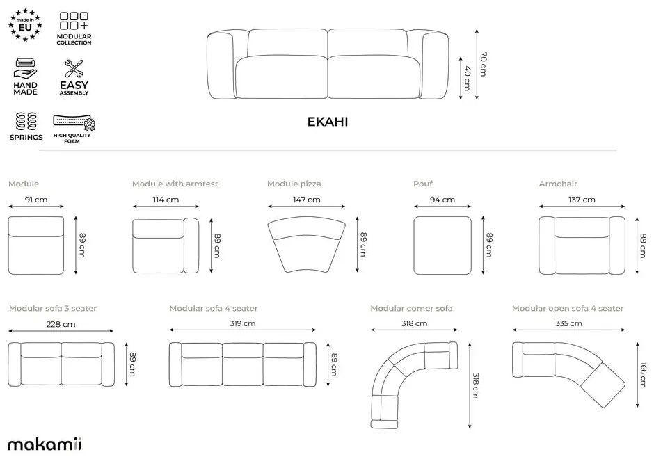 Czarna aksamitna sofa 319 cm Ekahi – Makamii