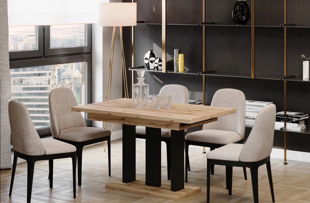 Stół Appia 210 rozkładany od 130 do 210 cm noga czarny mat