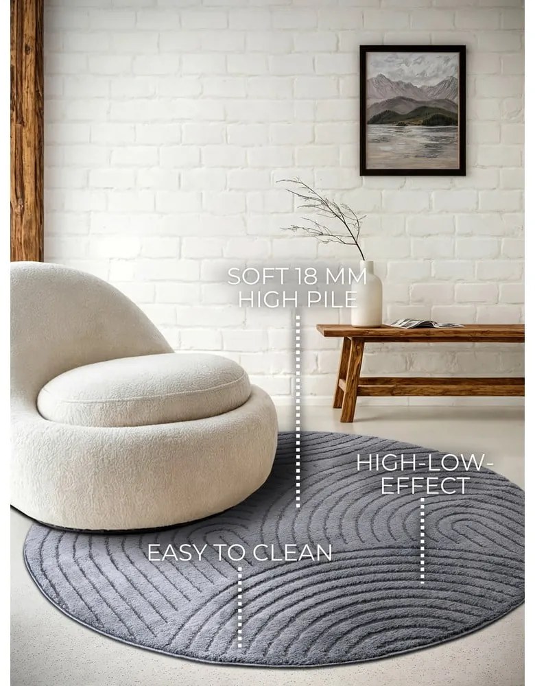 Antracytowy okrągły dywan ø 200 cm Panglao New York Anthracite – Elle Decoration