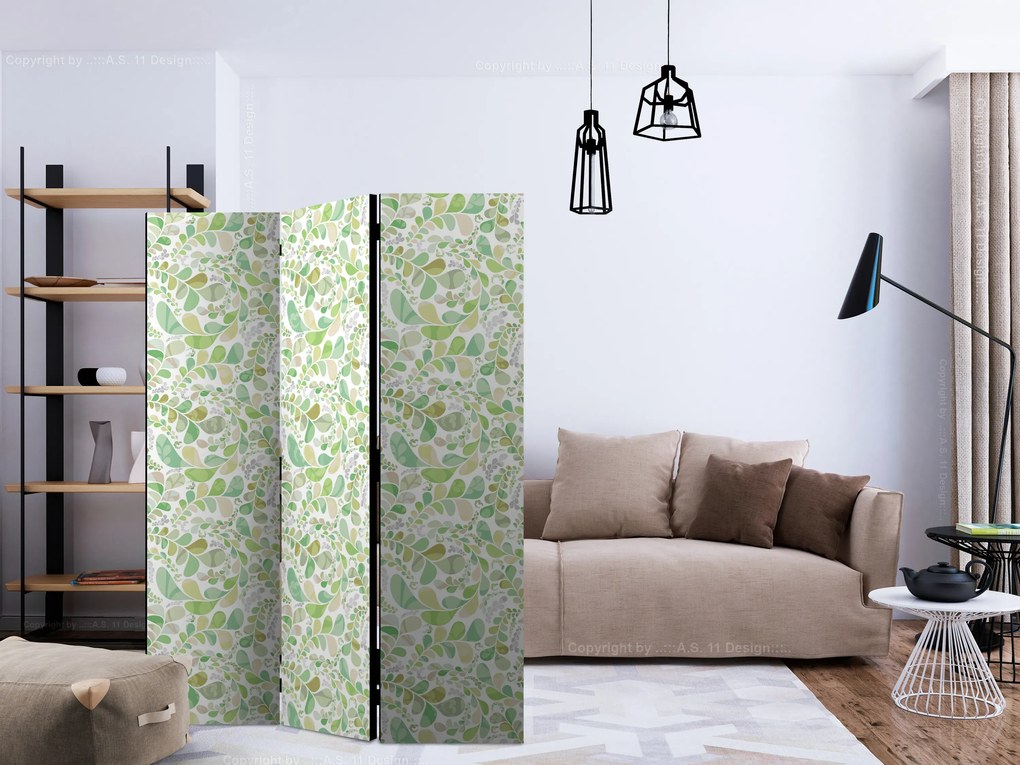 Parawan dwustronny Liście 135x172 cm 3-częściowy beżowy ARTGEIST B