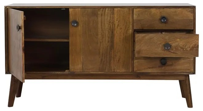 Brązowa niska komoda z litego drewna 152x80 cm Espita – Light & Living