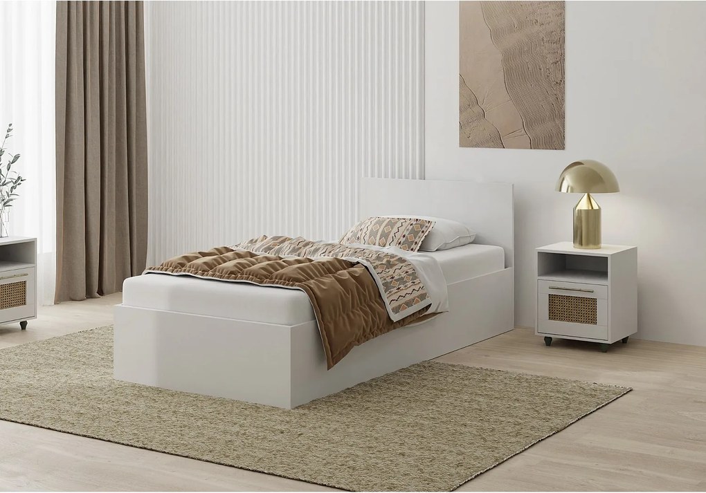 Łóżko drewniane z materacem AVI 90x200cm w kolorze białym