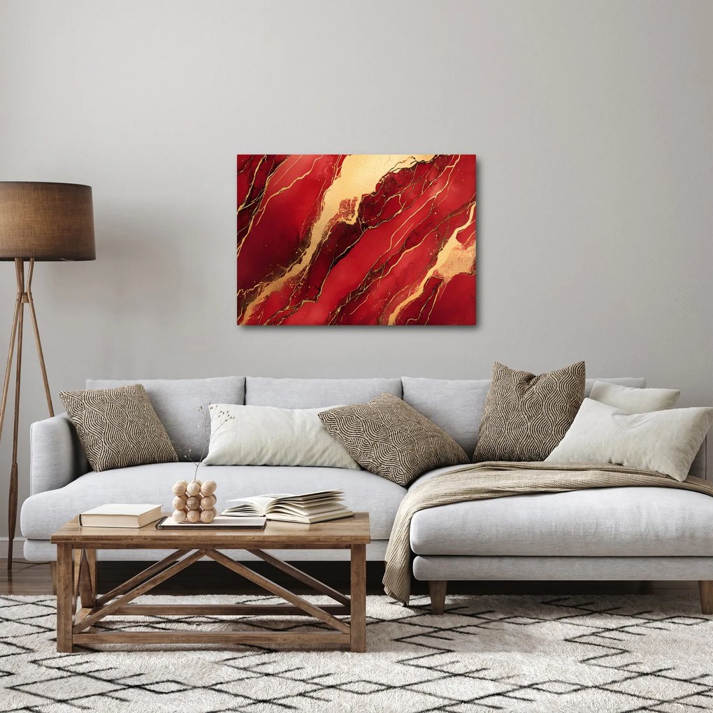 Obraz - Czerwono-złoty marmur (70x50 cm)