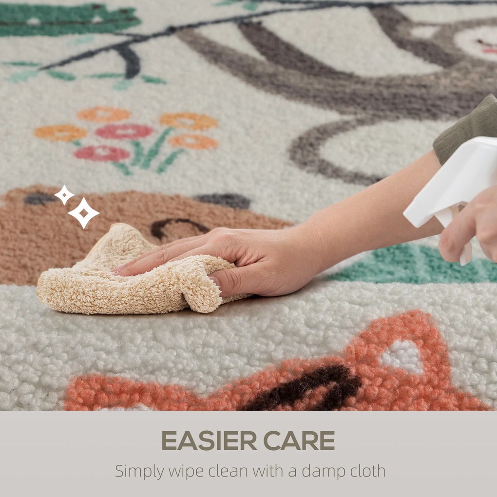 HOMCOM Fleece-Dywan z Wzorem Dżungli, łatwy w pielęgnacji, Kremowy+Bunt