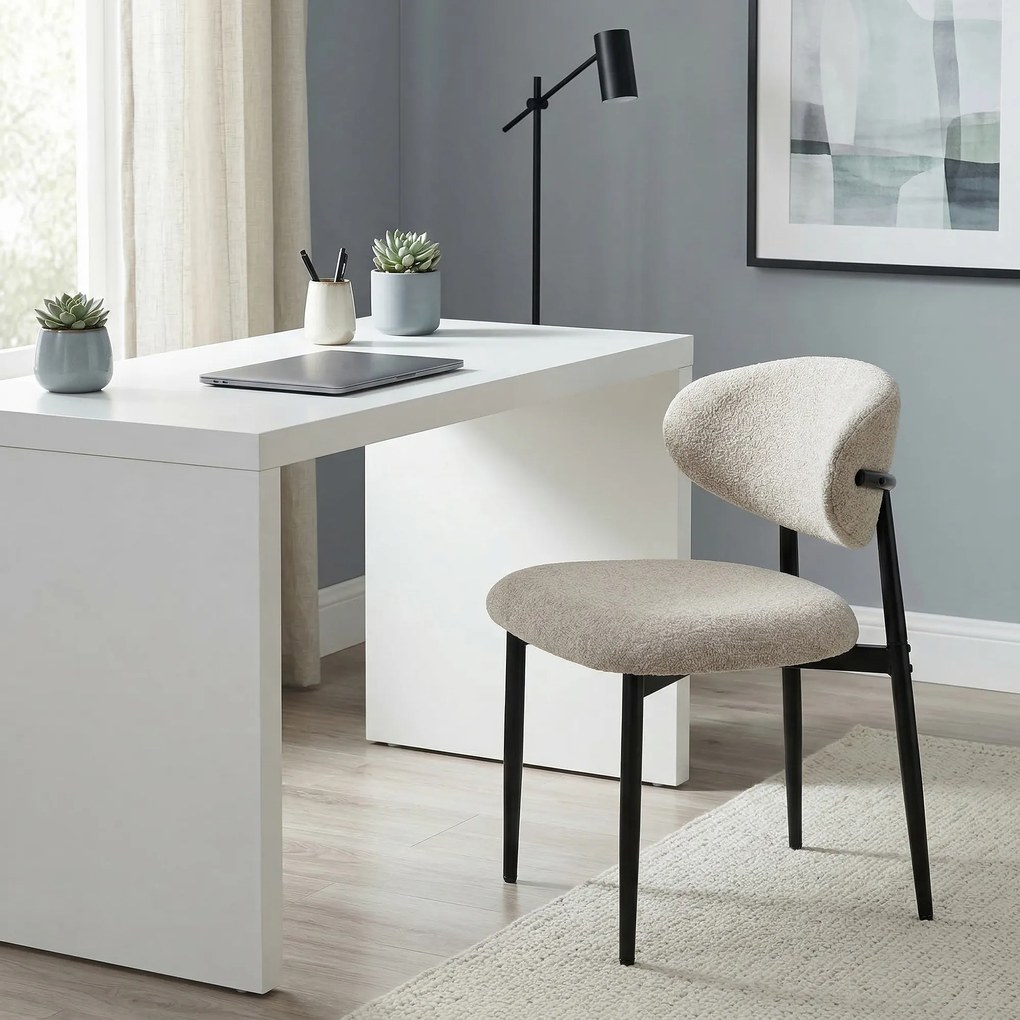 HOMCOM Tapicerowane krzesła do jadalni Krzesła kuchenne na stalowych nogach Beżowy | Aosom PL