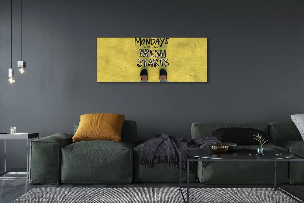 Obraz drukowany na płótnie Napis na Żółtym Tle