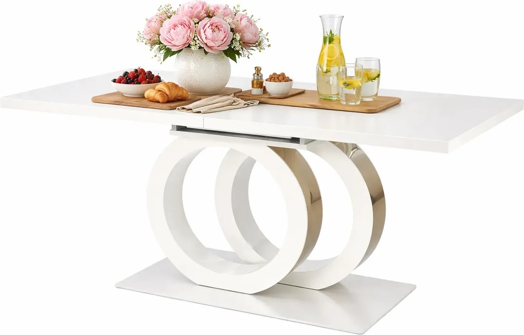 Biały rozkładany stół w stylu glamour R2-M48
