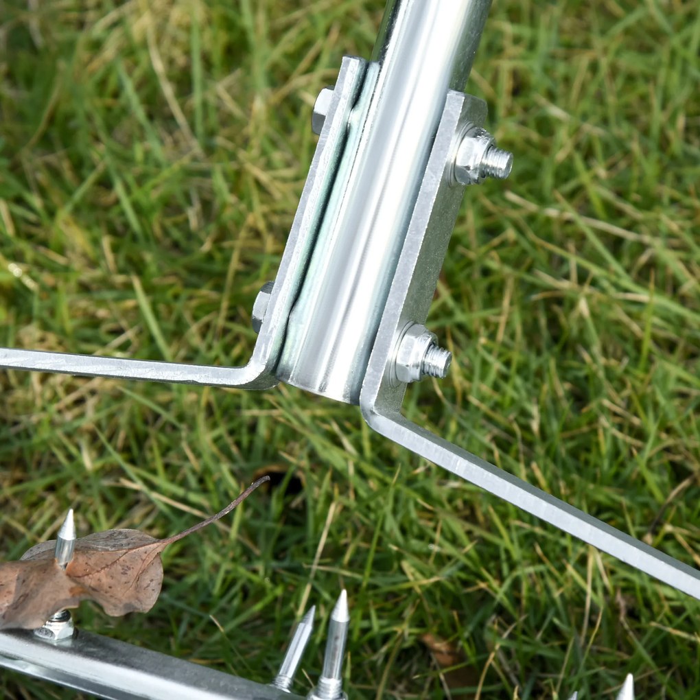 Outsunny aerator do trawnika metal ocynkowany 135 cm x 43,5 cm x 15 cm