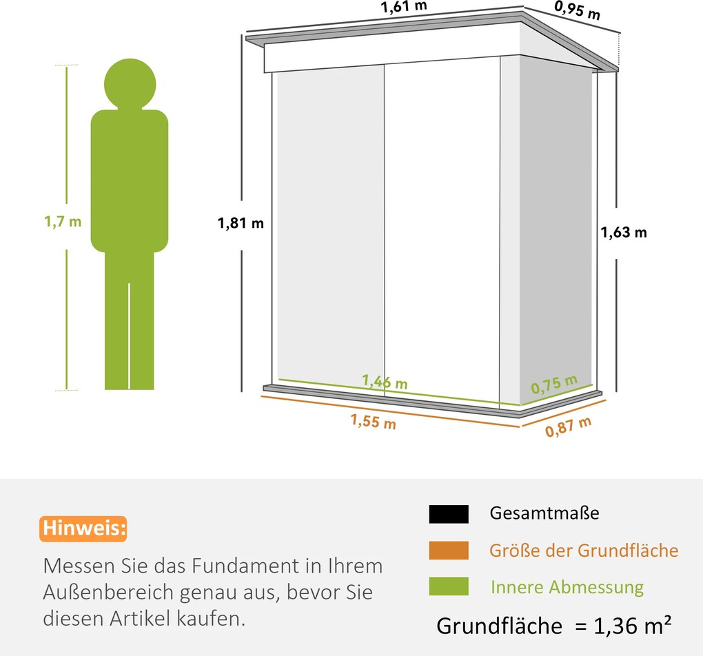 Outsunny Szopa ogrodowa, zewnętrzna szopa z blachy falistej, design ściany, regulowane półki, zamykane drzwi, szary