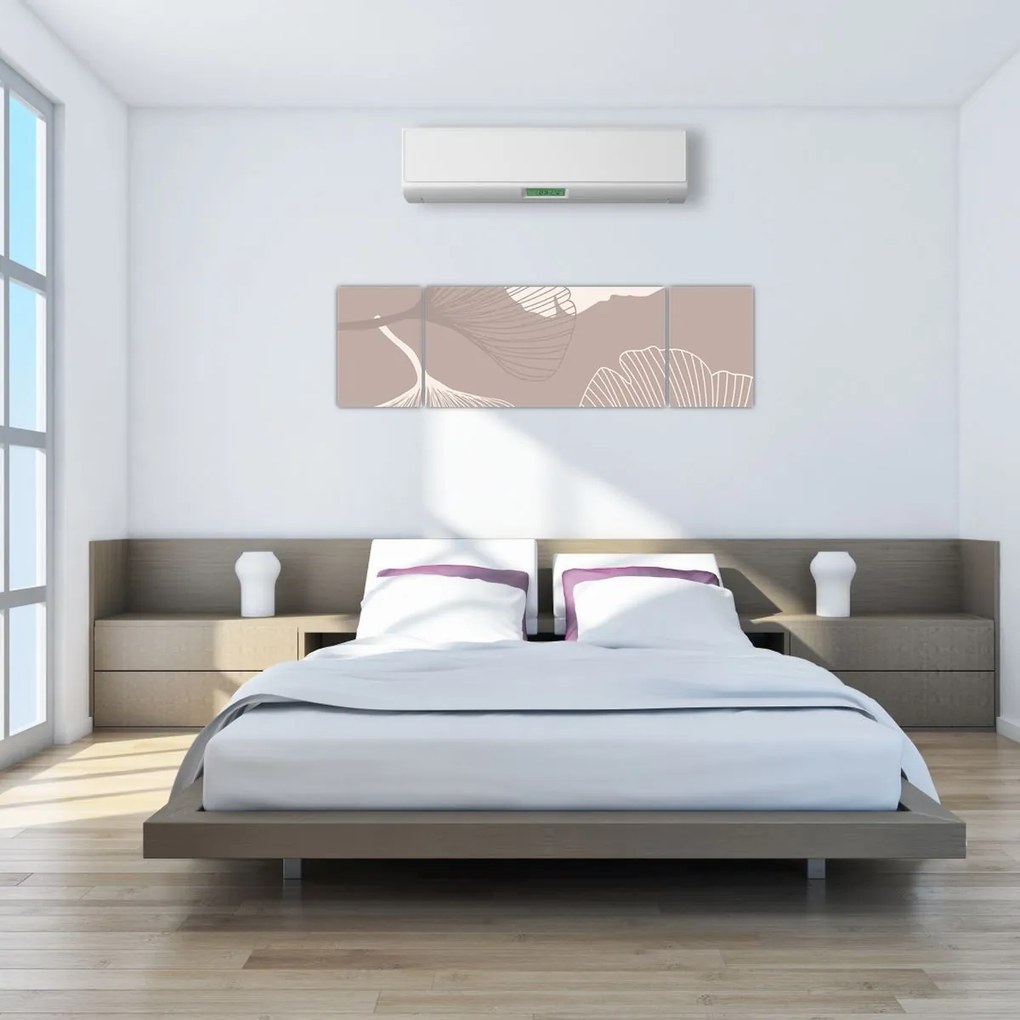 Obraz - Beżowe liście N⁰1 (170x50 cm)