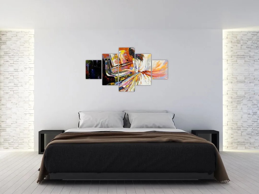 Obraz - Kobieta grająca na pianinie (125x70 cm)